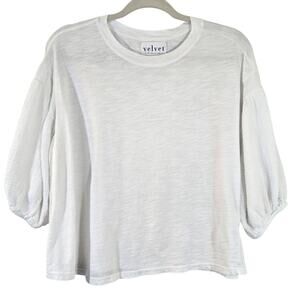 M Velvet by Graham & Spencer for Anthropologie White Statement Sleeve Top Sze XS